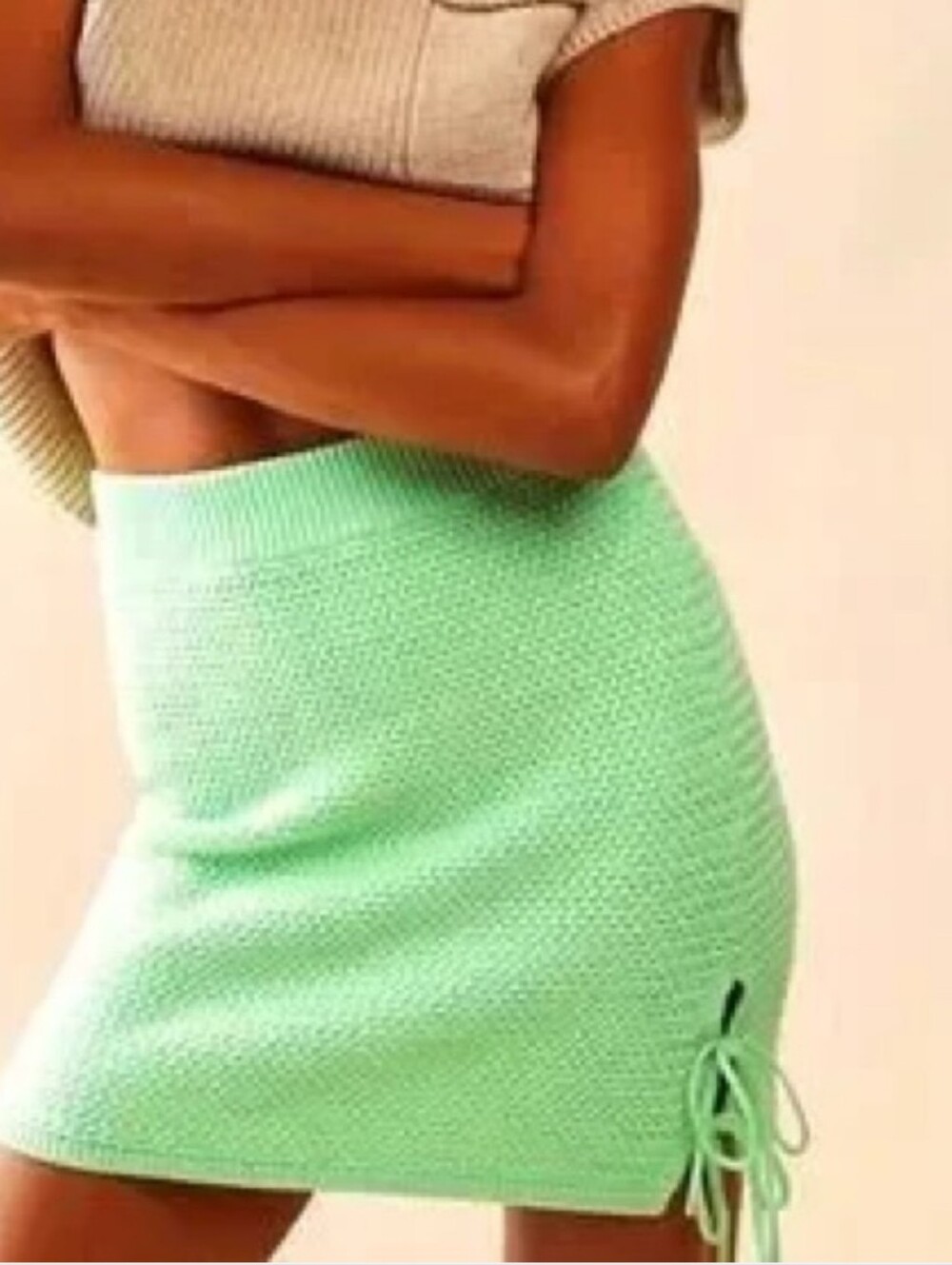 Free People Keepsake Knit Mini Skirt - Lime Vert Green Size S NWT